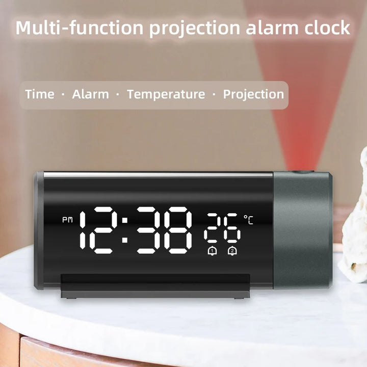 Digital Projection Alarm Clock With Temperature 180°Rotation USB Electronic