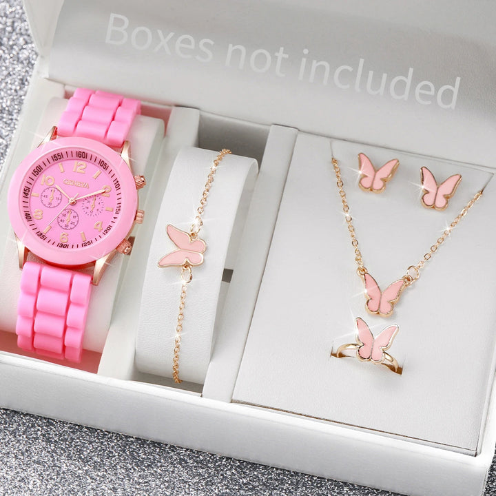 5/6PCS Women Watches Fashion Silicone Band Women