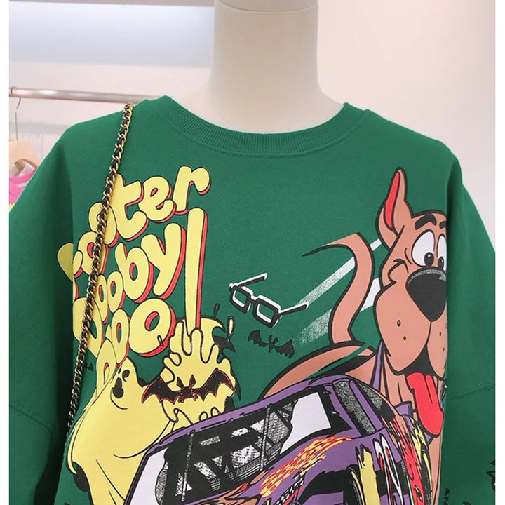 Letter Printing Sweatshirt Women High Street Cartoon Puppy Car Clothes