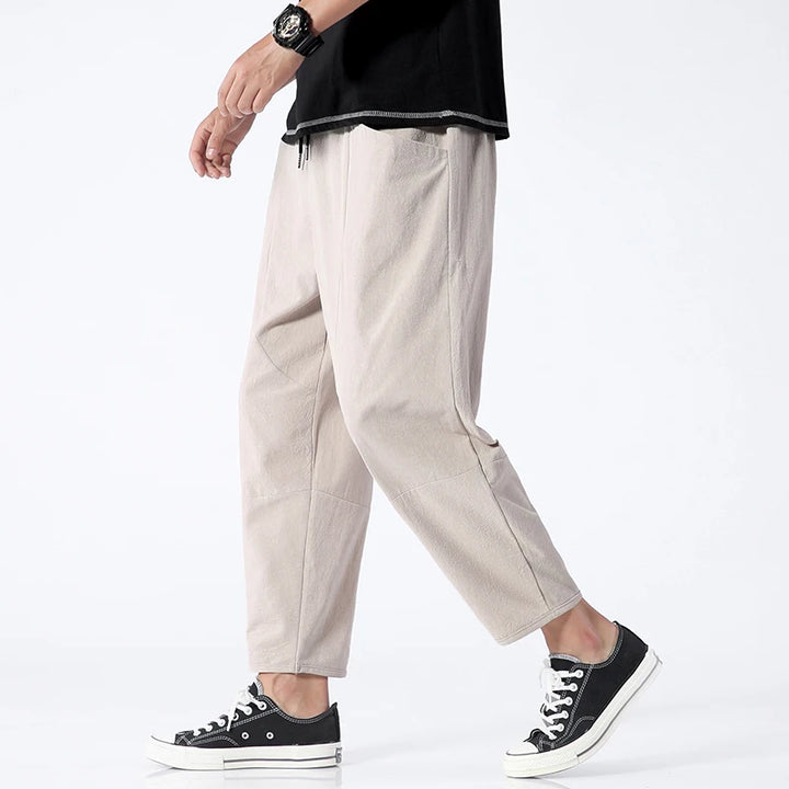 100% Cotton Ankle Length Pants Summer Casual Pants Man Trendy