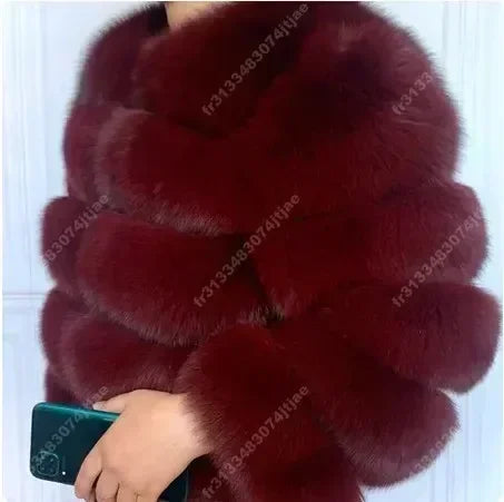 Long Sleeve Faux Fur Coat 2025 Winter Women Fashion Thick Warm Fuzzy