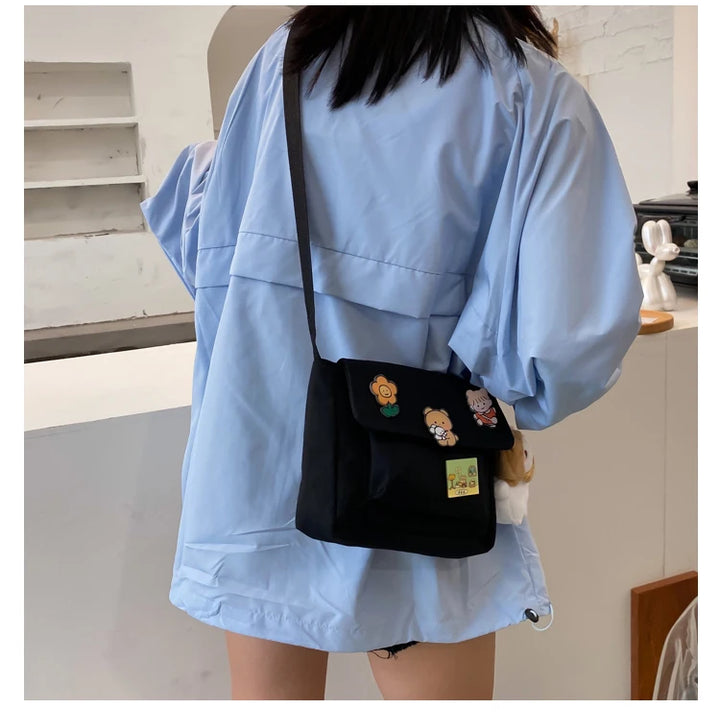 Crossbody Bags Women Canvas Flap-bag Kawaii Harajuku All-match Students Casual