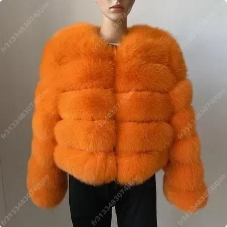 Long Sleeve Faux Fur Coat 2025 Winter Women Fashion Thick Warm Fuzzy