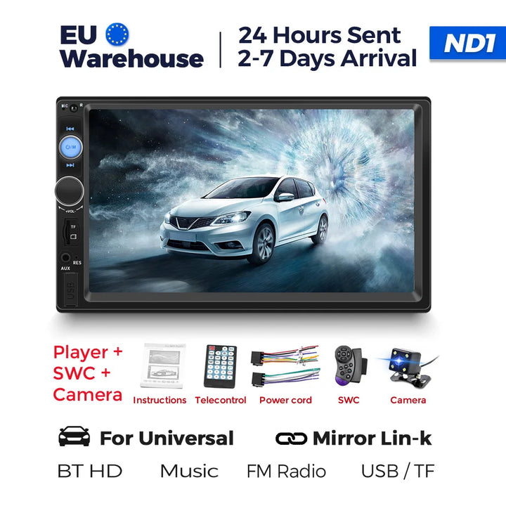 Navifly ND1 2 din Car Radio 7" HD Touch Screen Autoradio Multimedia Player Universal Car Stereo MP5 Player BT SWC TF FM Camera