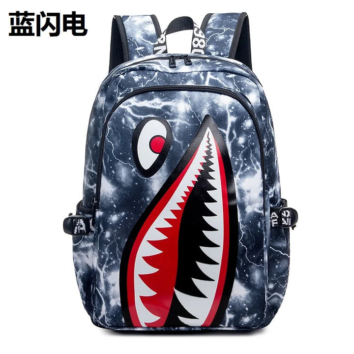 Designer shark mouth school backpacks college student girl boys waterproof