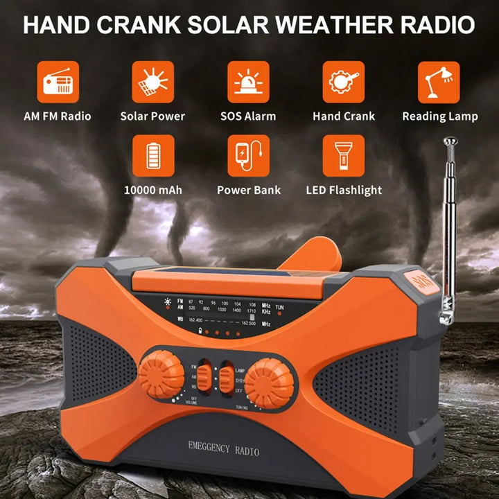 Hot Emergency Radio 10000mAh Weather Solar Hand Crank Radio AM/FM LED Flashlight