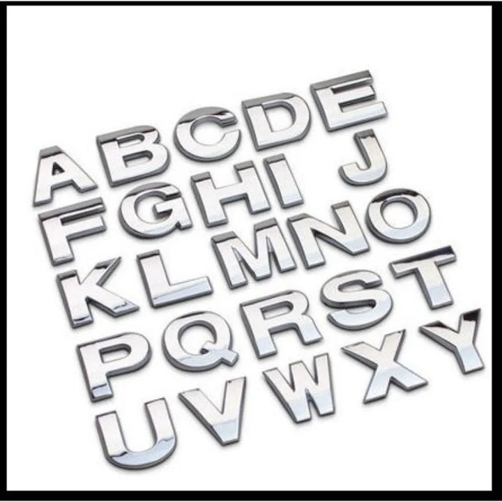 1Pcs 25mm Car Number Letters Decoration Chrome Stickers 3d Metal Alloy