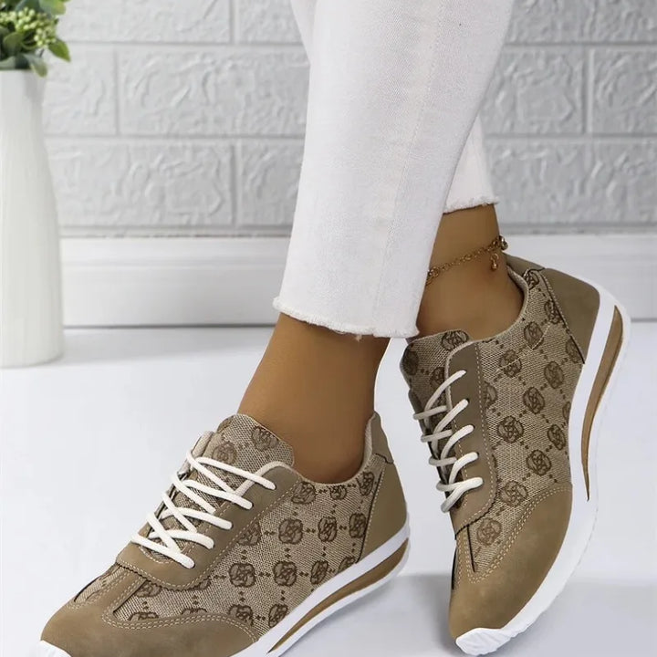 Retro Flower Embroider Brand Design Sneakers Women