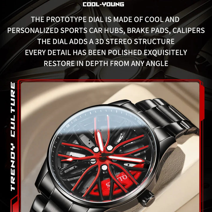 OLEVS Wheel Men's Luxury Watch Waterproof Rotary