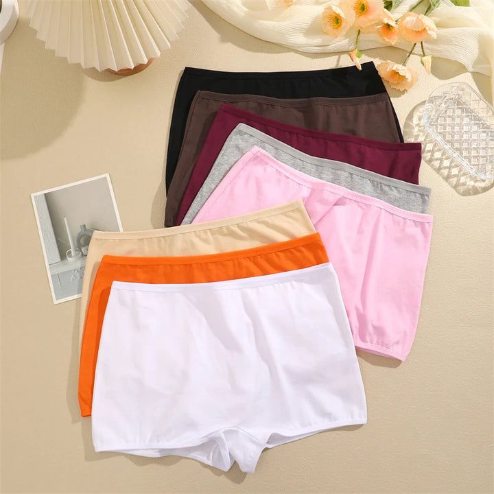 New Women's Panties Cotton Seamless Sports Boxers Underwear Female Solid Color