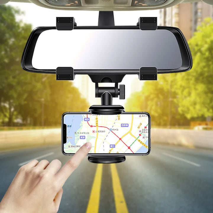 360° Car Mirror Telescopic Smart Phone Holder Mount Mobile Support